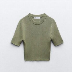 Zara Ribbed Knit Top in pastel green